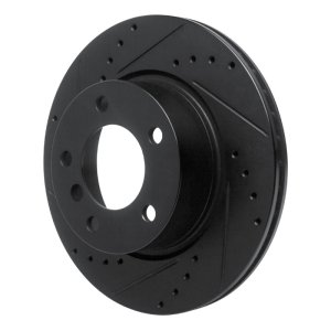 BMW 120i Brake Rotor (1) - Front Left - R1 Concepts - Drilled & Slotted - Black - `05-`07